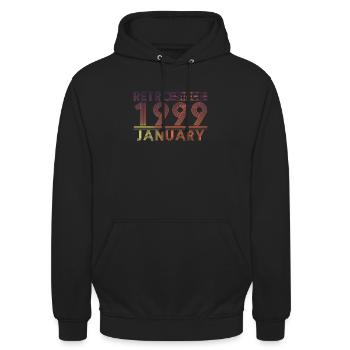 Retro Geburtstag January 1999 - Sunset line - Unisex Hoodie - Schwarz - Vorne - Alina (178cm) & Michal (187cm)