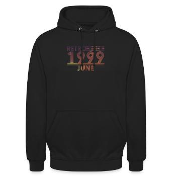 Retro Geburtstag June 1999 - Sunset line - Unisex Hoodie - Schwarz - Vorne - Alina (178cm) & Michal (187cm)