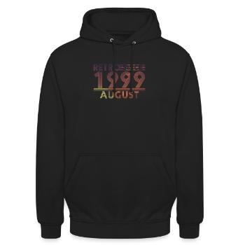 Retro Geburtstag August 1999 - Sunset line - Unisex Hoodie - Schwarz - Vorne - Alina (178cm) & Michal (187cm)