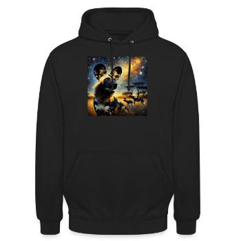 Chien sauvage africain Nuit étoilée - Sweat-shirt à capuche unisexe - noir - Devant - Alina (178cm) & Michal (187cm)