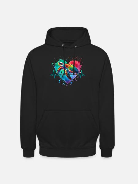 Hawksbill turtle ECG - Unisex Hoodie - black