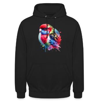 Motif Rosella - Sweat-shirt à capuche unisexe - noir - Devant - Alina (178cm) & Michal (187cm)