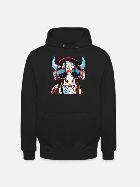COW WITH SUNGLASSES - Unisex Hoodie - black