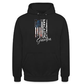Sarkastischer Opa - Unisex Hoodie - Schwarz - Vorne - Alina (178cm) & Michal (187cm)