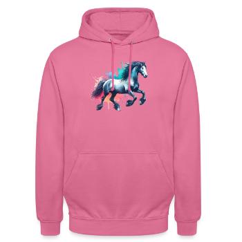 Cheval Frison Friesenpferd Pferd - Sweat-shirt à capuche unisexe - rose - Devant - Alina (178cm) & Michal (187cm)