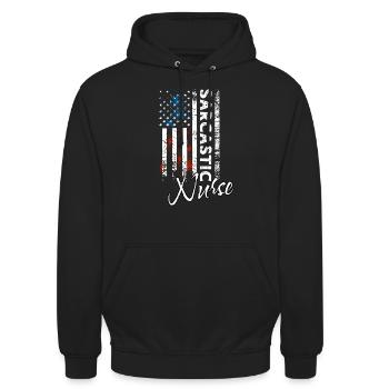 Sarkastische Krankenschwester - Unisex Hoodie - Schwarz - Vorne - Alina (178cm) & Michal (187cm)