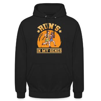 Run's In My Genes Jogging Running - Unisex Hoodie - black - Front - Alina (178cm) & Michal (187cm)