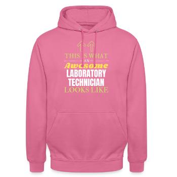 This is What an Awesome Laboratory Technician Look - Unisex Hoodie - pink - Front - Alina (178cm) & Michal (187cm)