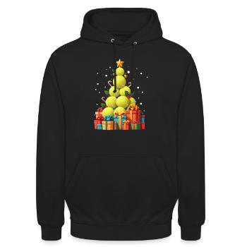 Raquette de balle jaune drôle de sapin de Noël de tennis - Sweat-shirt à capuche unisexe - noir - Devant - Alina (178cm) & Michal (187cm)