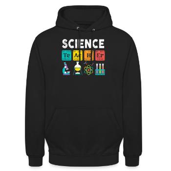 Professeur de sciences Chimie Biologie Professeur de physique - Sweat-shirt à capuche unisexe - noir - Devant - Alina (178cm) & Michal (187cm)