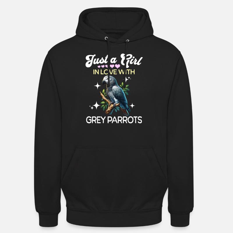 Graupapagei Mädchen Grey Parrot - Unisex Hoodie - Schwarz