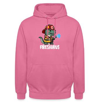 Firesaurus with Fire Helmet and Fire Hose - Unisex Hoodie - pink - Front - Alina (178cm) & Michal (187cm)
