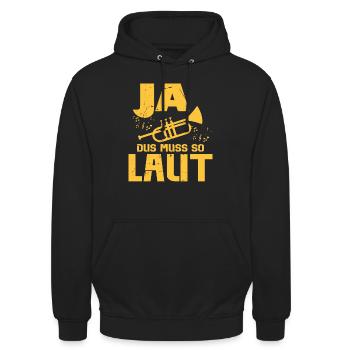 Trompete Musiker Blasmusik Ja Das Muss So Laut Tro - Unisex Hoodie - Schwarz - Vorne - Alina (178cm) & Michal (187cm)