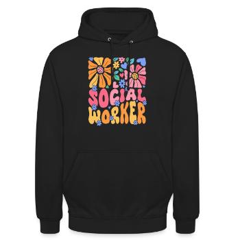 Sozialarbeiter/in Monat der Sozialen Arbeit - Unisex Hoodie - Schwarz - Vorne - Alina (178cm) & Michal (187cm)