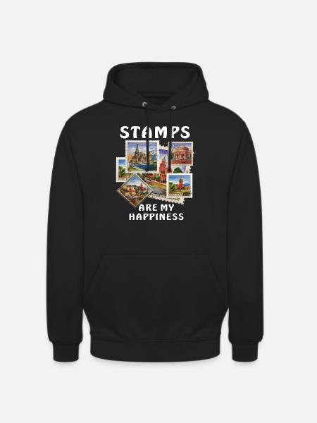 STAMPS ARE MY HAPPINESS - Unisex Hoodie - black