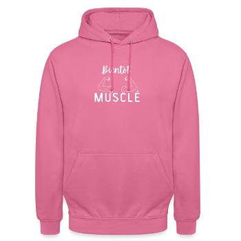 bientôt musclé - Sweat-shirt à capuche unisexe - rose - Devant - Alina (178cm) & Michal (187cm)