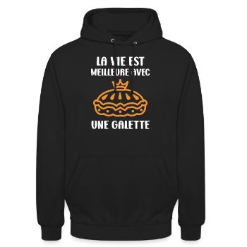 Galette - Sweat-shirt à capuche unisexe - noir - Devant - Alina (178cm) & Michal (187cm)