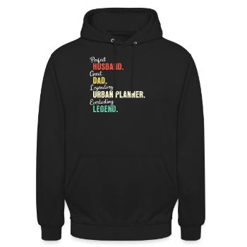 Papa urbaniste - Sweat-shirt à capuche unisexe - noir - Devant - Alina (178cm) & Michal (187cm)