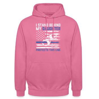 Polizist Tochter USA Flagge Strafverfolgung - Unisex Hoodie - Pink - Vorne - Alina (178cm) & Michal (187cm)