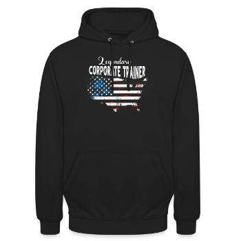 Mitarbeitercoach US - Unisex Hoodie - Schwarz - Vorne - Alina (178cm) & Michal (187cm)
