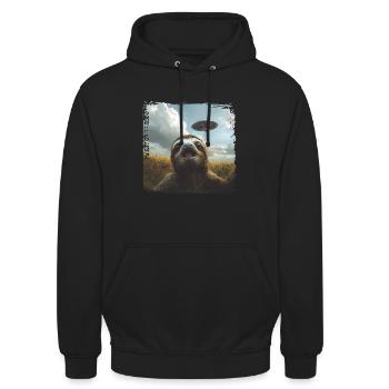Drôle paresseux Selfie OVNI Meme cadeau - Sweat-shirt à capuche unisexe - noir - Devant - Alina (178cm) & Michal (187cm)
