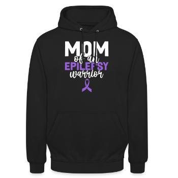 Mom Of An Epilepsy Warrior Purple Ribbon Epilepsy - Unisex Hoodie - black - Front - Alina (178cm) & Michal (187cm)