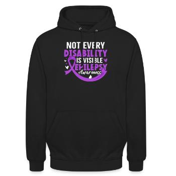 Nicht jede Behinderung ist sichtbar Lila Epilepsie - Unisex Hoodie - Schwarz - Vorne - Alina (178cm) & Michal (187cm)