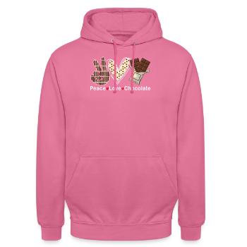 Peace Love Chocolate Choco Candy Confectionery - Unisex Hoodie - pink - Front - Alina (178cm) & Michal (187cm)