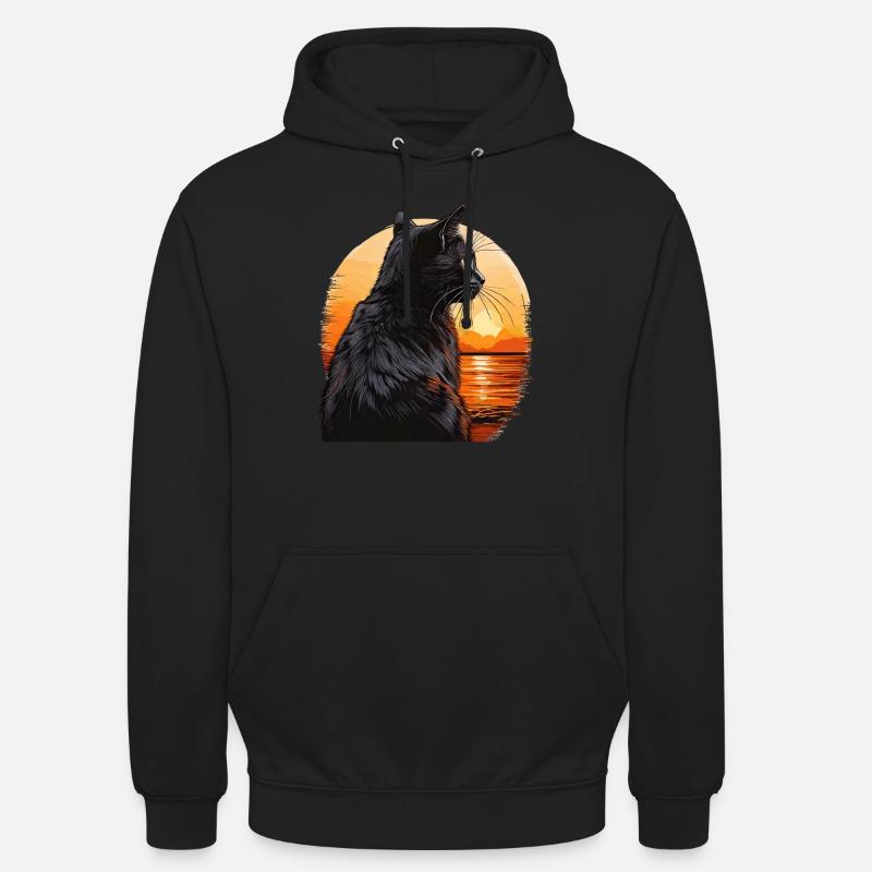 COUCHER DE SOLEIL CHAT - Sweat-shirt à capuche unisexe - noir