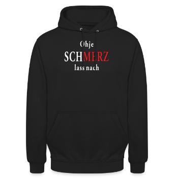 Ohje SCHMERZ lass nach - Unisex Hoodie - Schwarz - Vorne - Alina (178cm) & Michal (187cm)