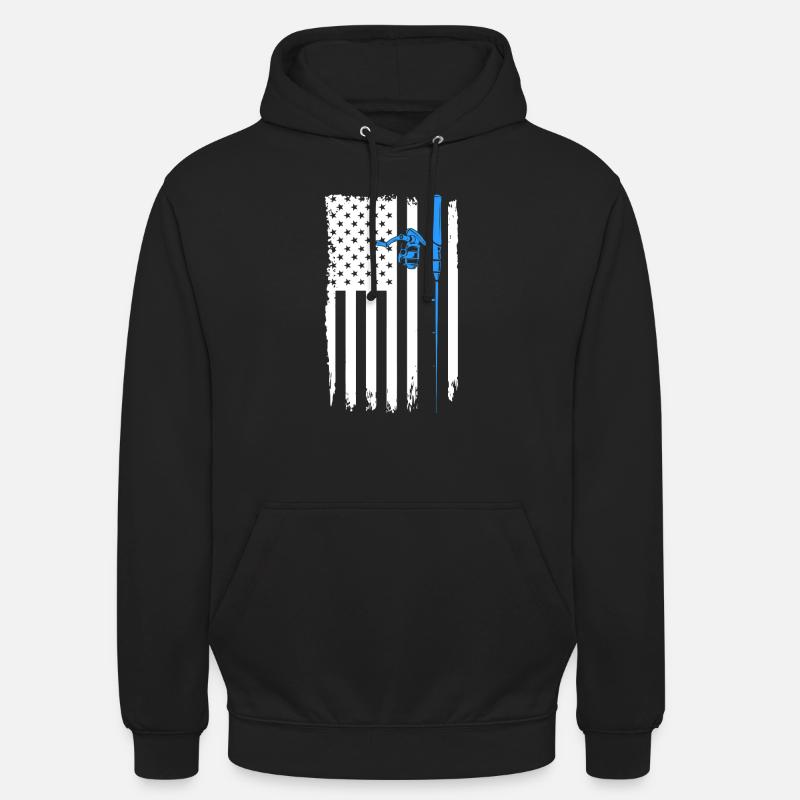 Canne à pêche drapeau - Sweat-shirt à capuche unisexe - noir