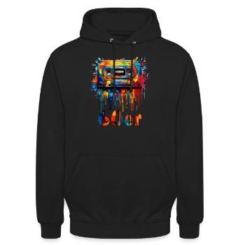 MUSIKKASETTE 60er - Unisex Hoodie - Schwarz - Vorne - Alina (178cm) & Michal (187cm)