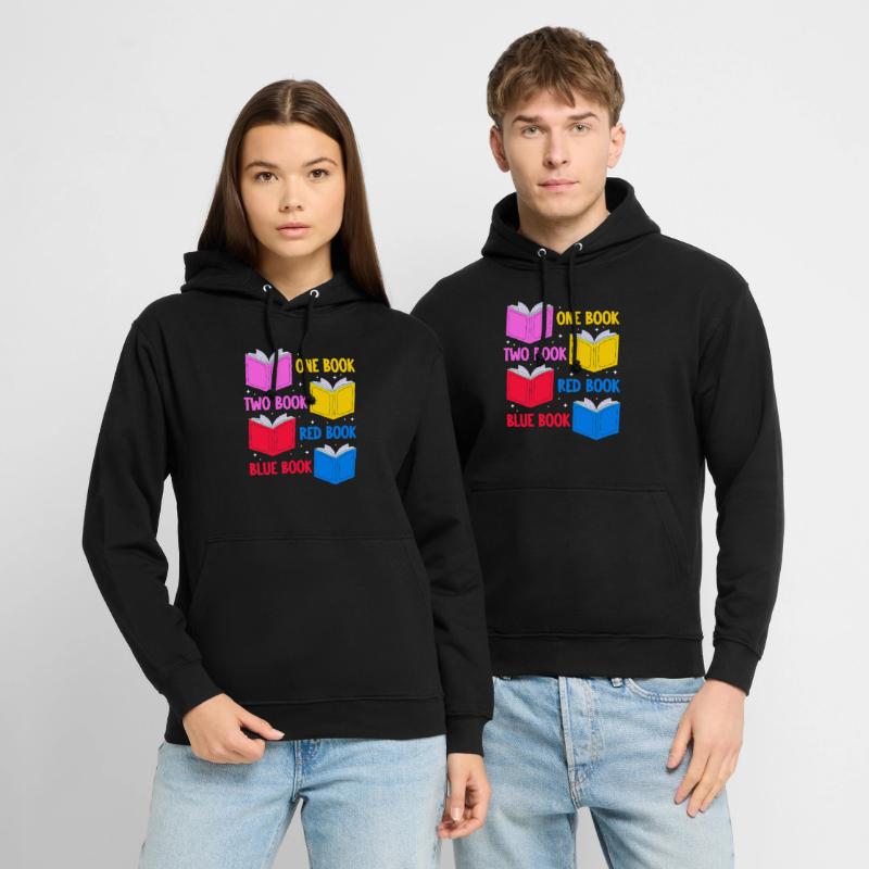 un libro due libro libro rosso libro blu Disegno per un Felpa con cappuccio unisex