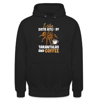 Tarantel Kaffee Lustig Spinnentier Exotisch Groß - Unisex Hoodie - Schwarz - Vorne - Alina (178cm) & Michal (187cm)