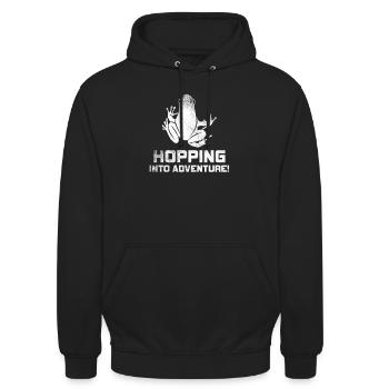 Eintauchen ins Abenteuer Frösche Natur Freude - Unisex Hoodie - Schwarz - Vorne - Alina (178cm) & Michal (187cm)
