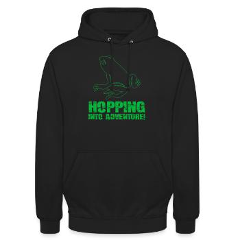 Eintauchen ins Abenteuer Frösche Natur Freude - Unisex Hoodie - Schwarz - Vorne - Alina (178cm) & Michal (187cm)