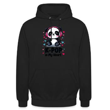 K-Pop dans mon cœur Panda mignon - Sweat-shirt à capuche unisexe - noir - Devant - Alina (178cm) & Michal (187cm)