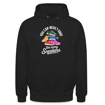 To Many Sneakers Sneaker Turnschuhe - Unisex Hoodie - black - Front - Alina (178cm) & Michal (187cm)