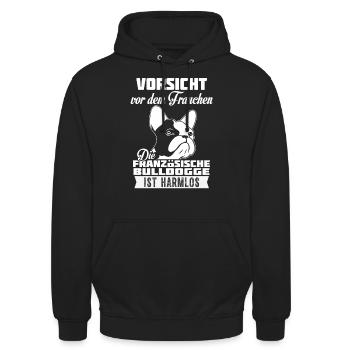 FRANZÖSISCHE BULLDOGGE - Unisex Hoodie - Schwarz - Vorne - Alina (178cm) & Michal (187cm)