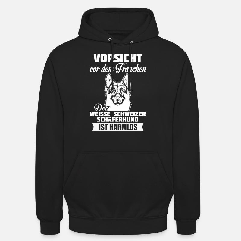 Berger Suisse blanc - attention - Sweat-shirt à capuche unisexe - noir