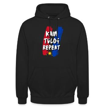 Kain Tulog Repeat Philippinen Geschenk f. Filipino - Unisex Hoodie - Schwarz - Vorne - Alina (178cm) & Michal (187cm)