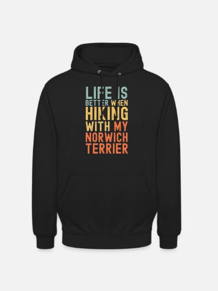 Norwich-Terrier Hiking dog retro - Unisex Hoodie - black