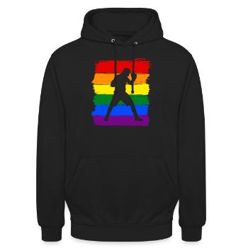 Boxe LGBT Pride - Sweat-shirt à capuche unisexe - noir - Devant - Alina (178cm) & Michal (187cm)