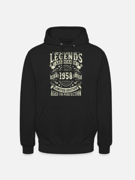 legender født i 1958 - Hættetrøje unisex - sort