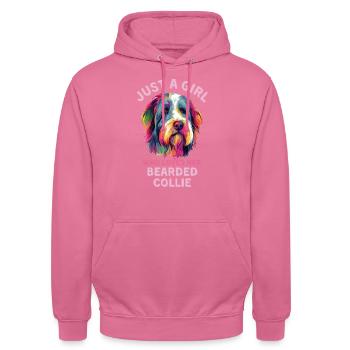 Collie barbu Amants Collie barbu coloré Kun - Sweat-shirt à capuche unisexe - rose - Devant - Alina (178cm) & Michal (187cm)