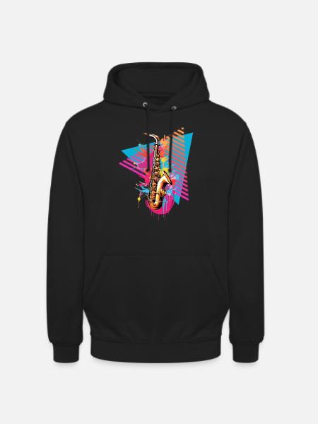 Saxophone 80s 90s - Sweat-shirt à capuche unisexe - noir