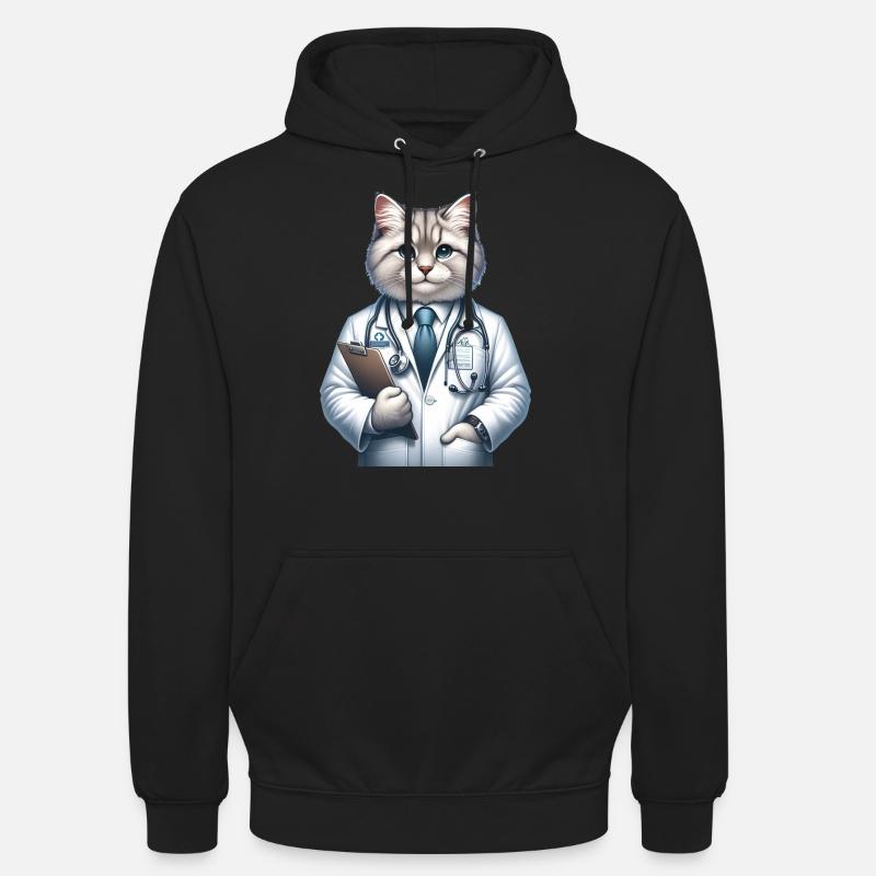 Docteur de chat mignon - Sweat-shirt à capuche unisexe - noir