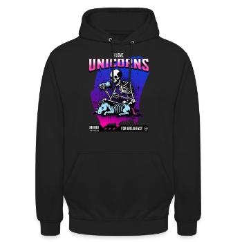 Anti-Unicorn Skull // I Love Unicorns FS0231 - Unisex Hoodie - black - Front - Alina (178cm) & Michal (187cm)