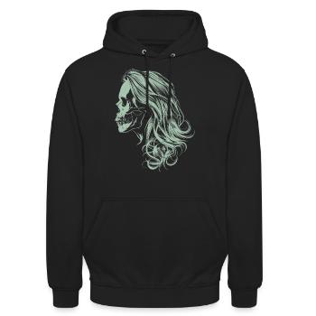 Crâne de fille zombie - Sweat-shirt à capuche unisexe - noir - Devant - Alina (178cm) & Michal (187cm)