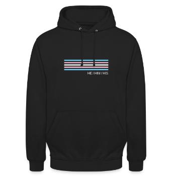 Transgender HE HIM HIS Gift for Transgender - Unisex Hoodie - Schwarz - Vorne - Alina (178cm) & Michal (187cm)